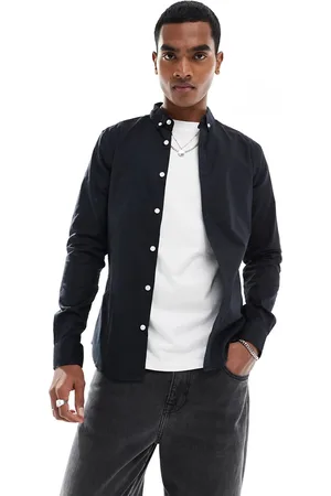 New Look Camisa negra ajustada de manga larga de