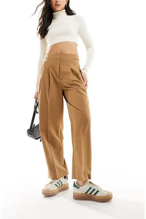 ASOS Pantalones de sastre marrones de pernera barrel de