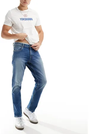 ASOS Vaqueros azul lavado medio de corte slim elástico de