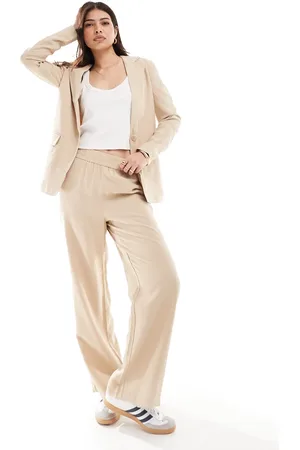VERO MODA Pantalones de sastre color crema de pernera ancha Mix & Match de (parte de un conjunto)-Blanco