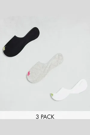 Ralph Lauren Pack de 3 pares de calcetines invisibles de color , blanco y gris con logo de