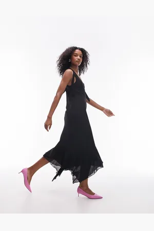 Topshop Vestido midi con tirantes anudados de