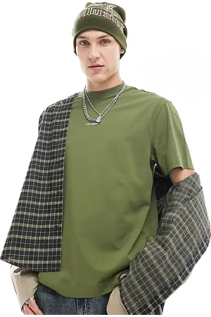 COLLUSION Camiseta verde holgada con logo de