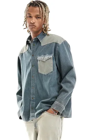 Reclaimed Camisa vaquera de estilo wéstern con diseño a dos tonos de