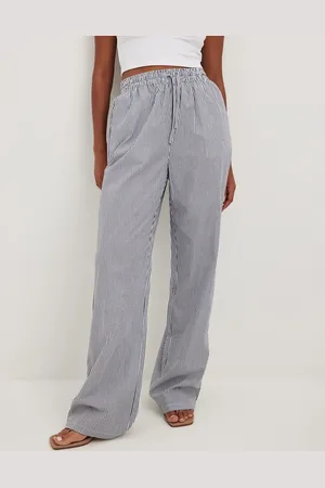 NA-KD Pantalones azul marino a rayas con cordón ajustable de