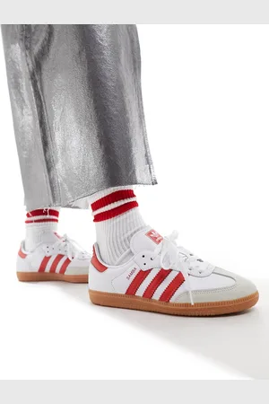 adidas Zapatillas de deporte blancas y rojas Samba de