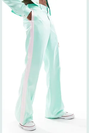 ASOS Pantalones de vestir rosas de corte ancho con banda lateral de satén de (parte de un conjunto)