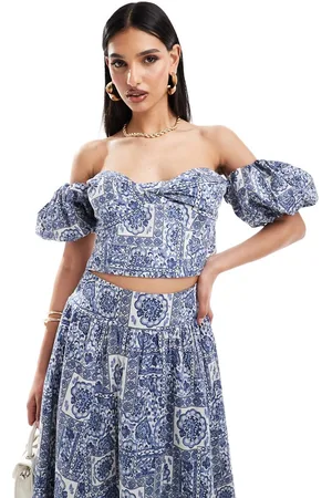 Abercrombie & Fitch Top azul con y mangas abullonadas de (parte de un conjunto)