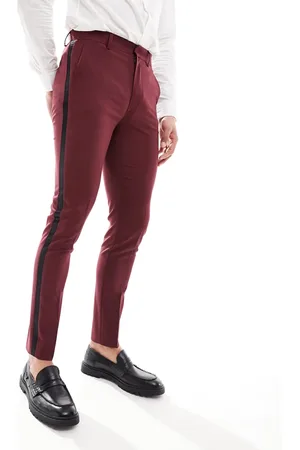 ASOS Pantalones pitillo de esmoquin en de -Rojo