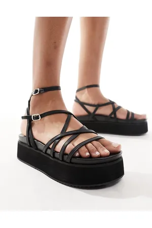 Raid Sandalias negras con plataforma y diseño de tiras Leili de