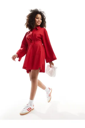 ASOS Vestido camisero corto con detalle ajustable delantero de