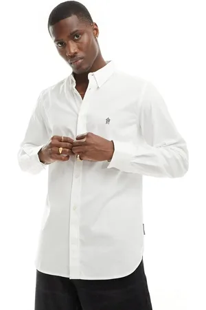 French Connection Camisa Oxford blanca de manga larga de