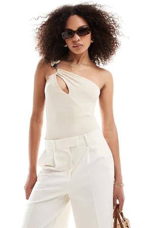 ASOS Body color asimétrico con detalle metálico de -Beis neutro