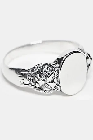 ASOS Anillo de sello con león de plata de ley pulida de