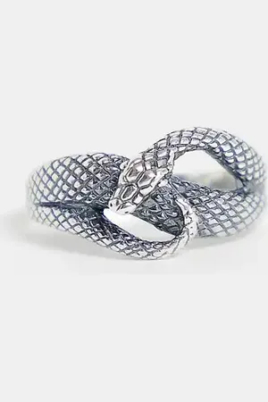 ASOS Anillo con diseño de serpiente enrollada de plata de ley de