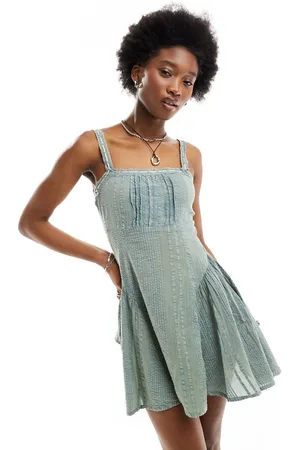 ASOS Vestido lencero veraniego corto con detalle de cintas de -Verde