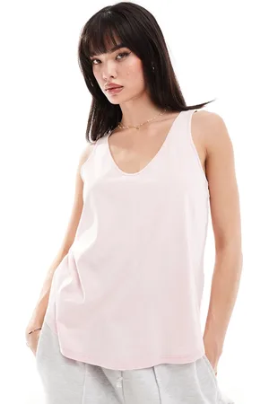 ASOS Camiseta rosa lavado de tirantes con cuello ancho de algodón Ultimate de