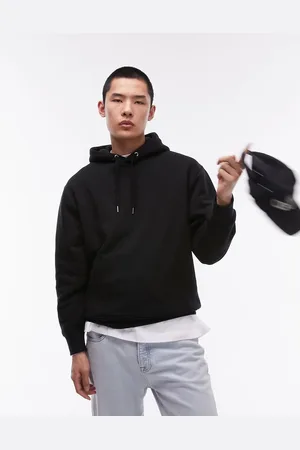 Topman Sudadera negra clásica con capucha de
