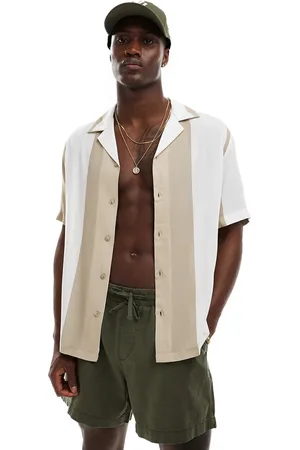 River Island Camisa a rayas con solapas de - neutro