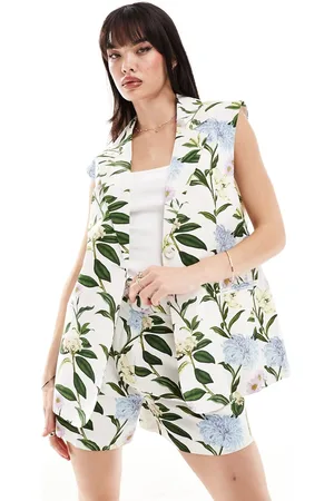 ASOS Americana de sastre sin mangas con de mezcla de lino de -Multicolor