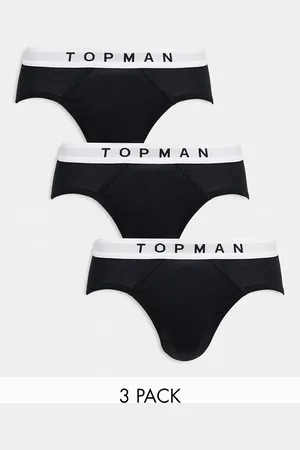 Topman Pack de 3 calzoncillos negros con cinturillas blancas de