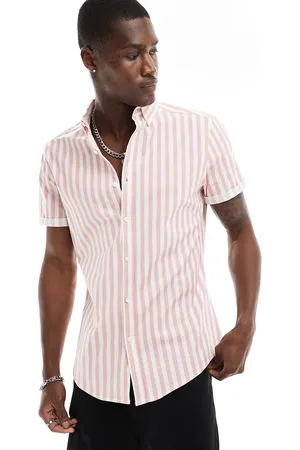 ASOS Camisa Oxford de corte slim elástico a rayas en de