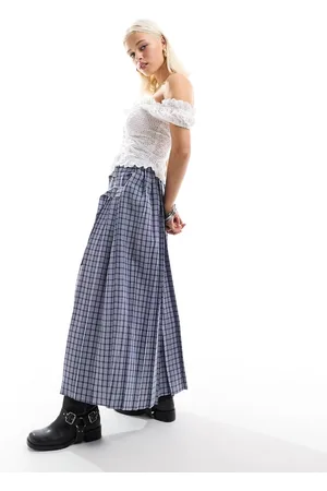 COLLUSION Falda larga de corte skater estilo kilt escocesa de