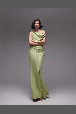 Topshop Falda larga verde con detalle retorcido y diseño de jacquard de (parte de un conjunto)
