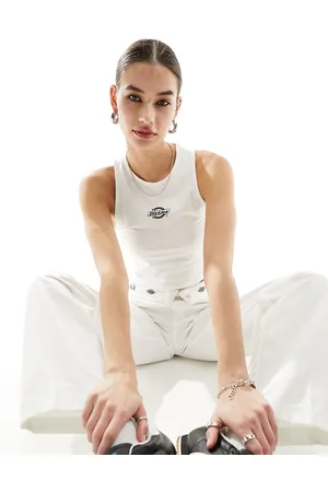 Dickies Camiseta blanca sin mangas con logo en el centro Powers de