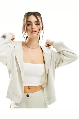 Nike Sudadera color con capucha y cremallera French Terry de -Blanco