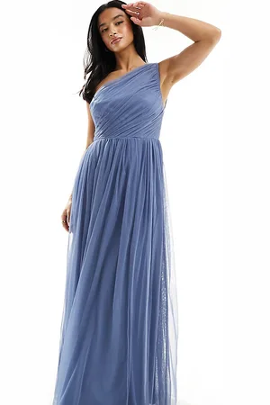 ANAYA Vestido de dama de honor largo asimétrico de tul de