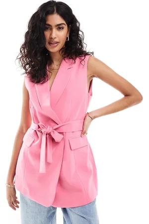 ASOS Americana de sastre claro sin mangas con lazada en la cintura de