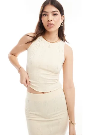 ASOS Top color moldeador sin mangas ni costuras con detalles bordados de (parte de un conjunto)-Blanco