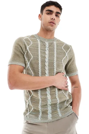 ASOS Camiseta y marrón con diseño retorcido en contraste de punto de ochos de