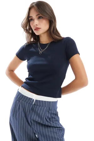 VERO MODA Camiseta con cuello redondo de canalé de