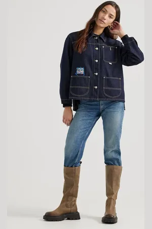Lee Chaqueta vaquera de estilo worker con y estampado artístico en el interior de la colección cápsula de x Jean-Michel Basquiat-Azul marino