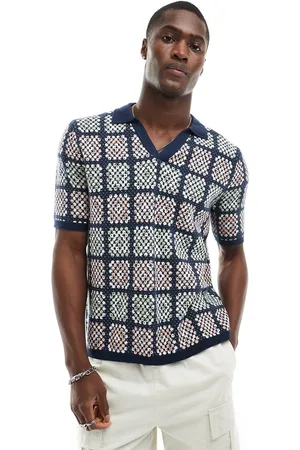 ASOS Polo , verde salvia y rosa con cuello de solapas de punto de croché de
