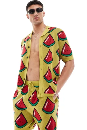 ASOS Polo abotonado con diseño de sandías de punto de (parte de un conjunto)