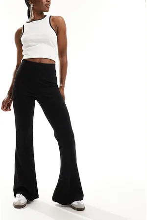 Monki Pantalones de campana negros de punto de