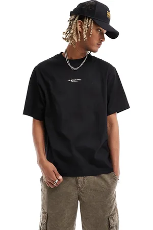 G-Star Camiseta negra extragrande con logo en el centro de