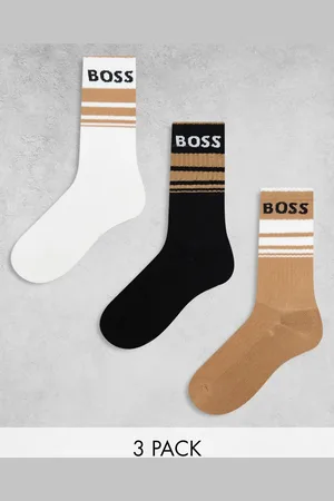 HUGO BOSS Pack de 3 pares de calcetines tobilleros multicolores a rayas de