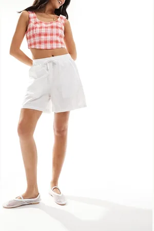 JJXX Pantalones cortos blancos sin cierres de mezcla de lino de