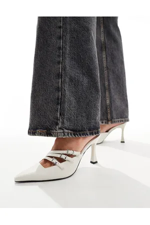 4th & Reckless Zapatos de salón color crema estilo mules con tacón Cara de -Blanco