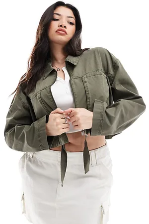 ASOS Camisa corta lavado con bolsillos utilitarios de Curve-Verde