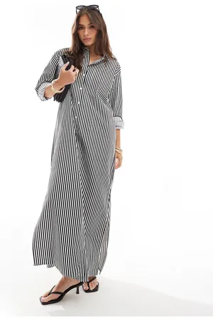 JDY Vestido camisero largo a rayas de