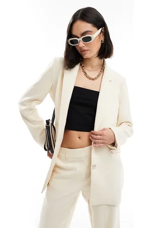 SELECTED Americana blanca holgada de Femme (parte de un conjunto)-Blanco