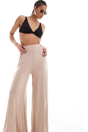 ASOS Pantalones playeros estilo palazzo de punto liso de Tall- neutro