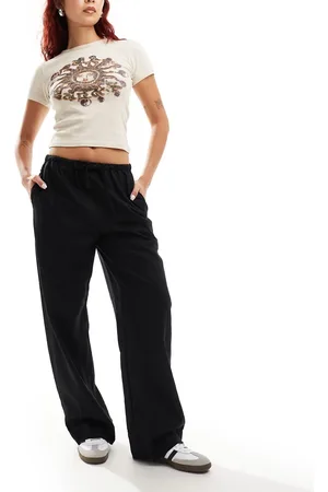 Weekday Pantalones negros de mezcla de lino Mia de