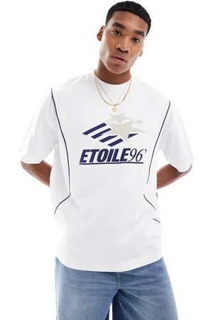 ASOS Camiseta extragrande con ribetes y estampado deportivo en el pecho de