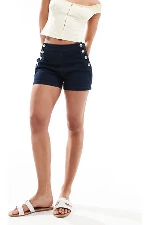 Morgan Pantalones cortos vaqueros añil lavado con detalle de botones de